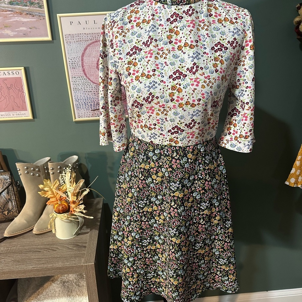 ASOS Floral Dress With Patchwork Design Size 0 Valentines Chic - Picture 6 of 6